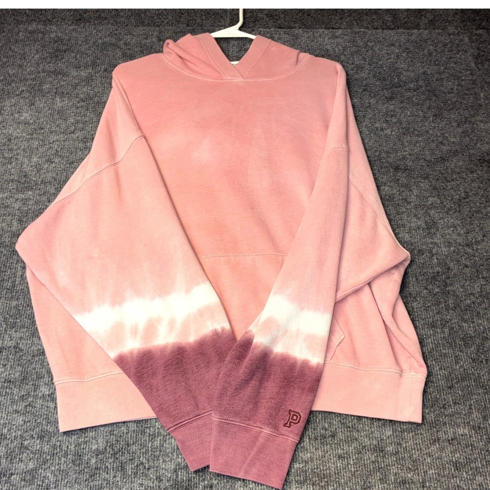 034 Pink Victoria's Secret Hoodie Women Medium Pink Dip Dye Pullover